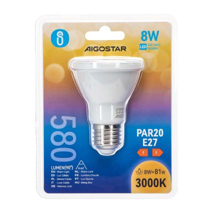 LED Žarulja PAR20 E27/8W/230V 3000K - Aigostar