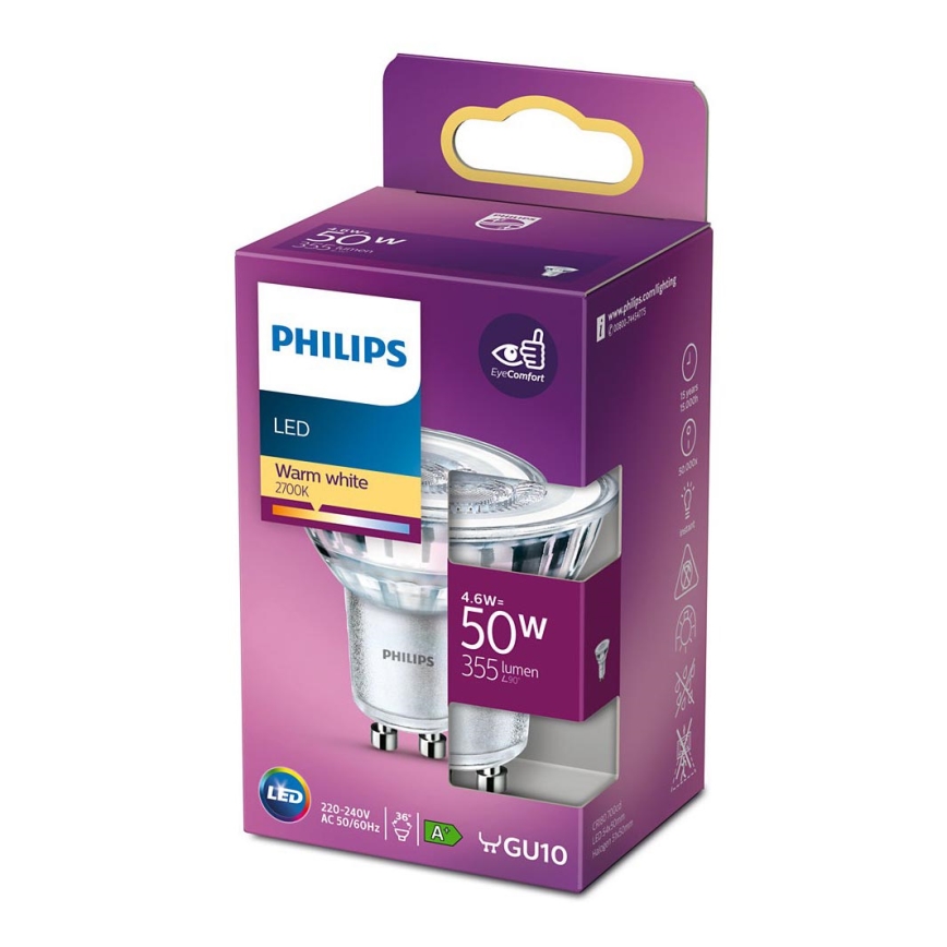 LED Žarulja Philips GU10/4,6W/230V 2700K