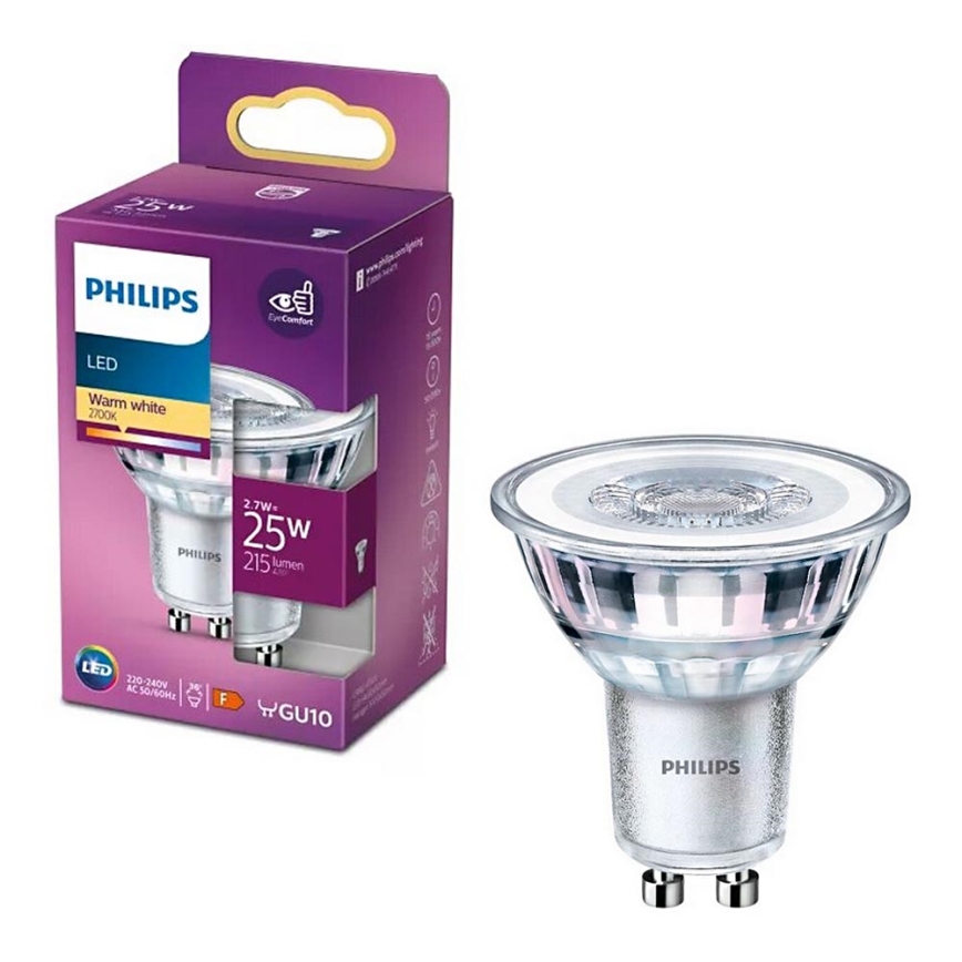 LED Žarulja Philips PAR16 GU10/2,7W/230V 2700K
