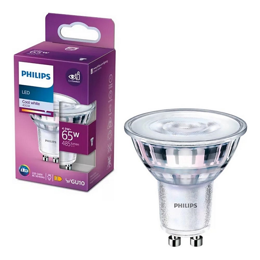 LED Žarulja Philips PAR16 GU10/4,9W/230V 4000K