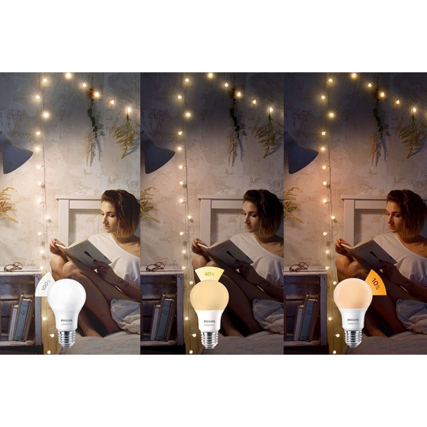 LED Žarulja Philips SCENE SWITCH A60 E27/8W/230V 2200K-2700K