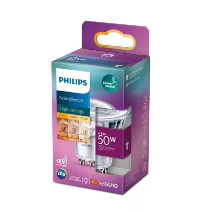 LED Žarulja Philips SCENE SWITCH PAR16 GU10/4,8W/230V 2200/2500/2700K