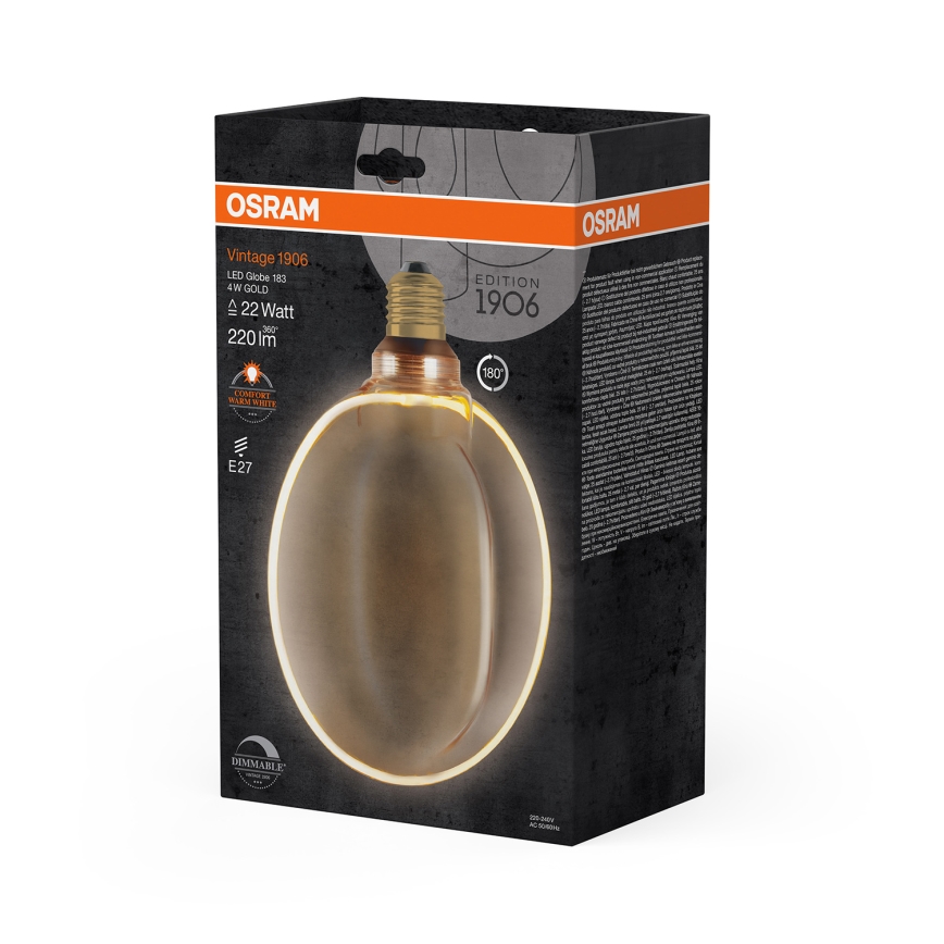 LED žarulja podesive svjetline VINTAGE E27/4W/230V 1800K zlatna - Osram