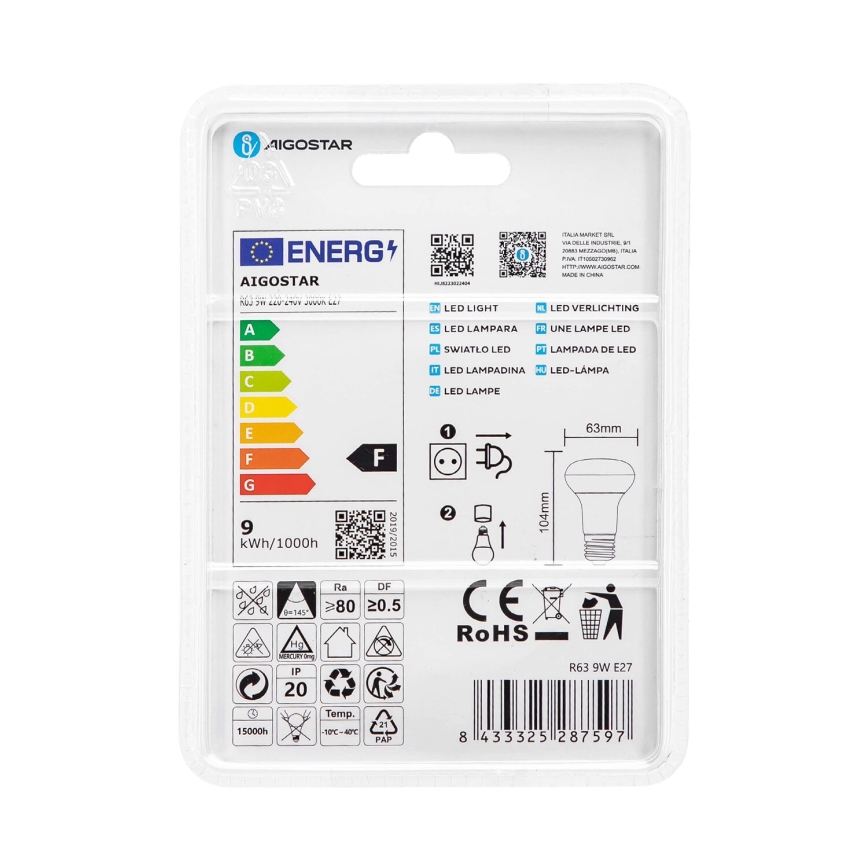 LED Žarulja R63 E27/9W/230V 3000K - Aigostar