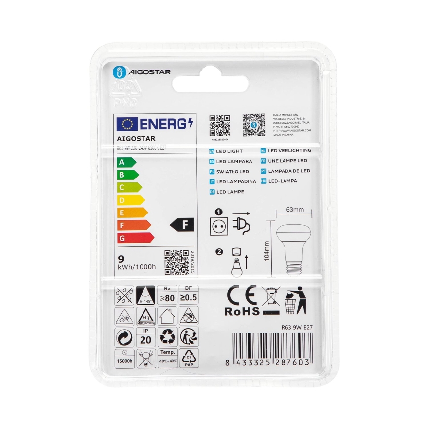LED Žarulja R63 E27/9W/230V 6500K - Aigostar
