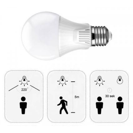 LED žarulja s detektorom pokreta E27/9W/230V 6500K