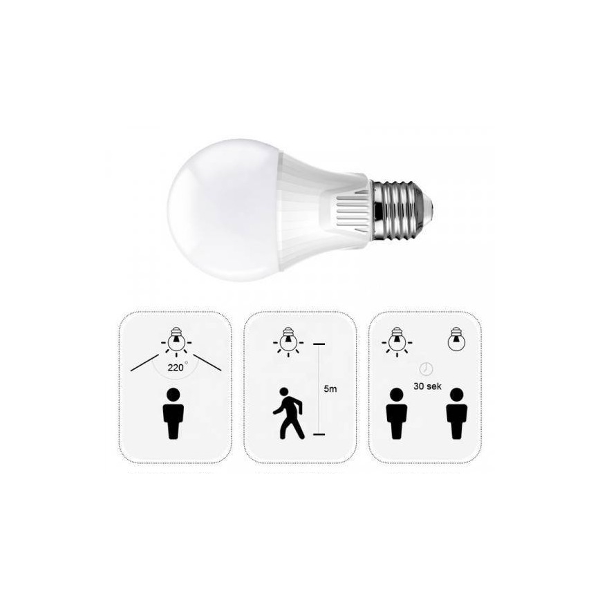 LED žarulja s detektorom pokreta E27/9W/230V 6500K
