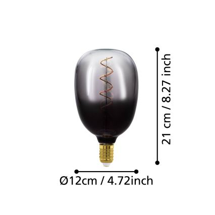 LED žarulja s mogućnošću prigušivanja VINTAGE T120 E27/4W/230V 1800K zadimljena - Eglo 110227