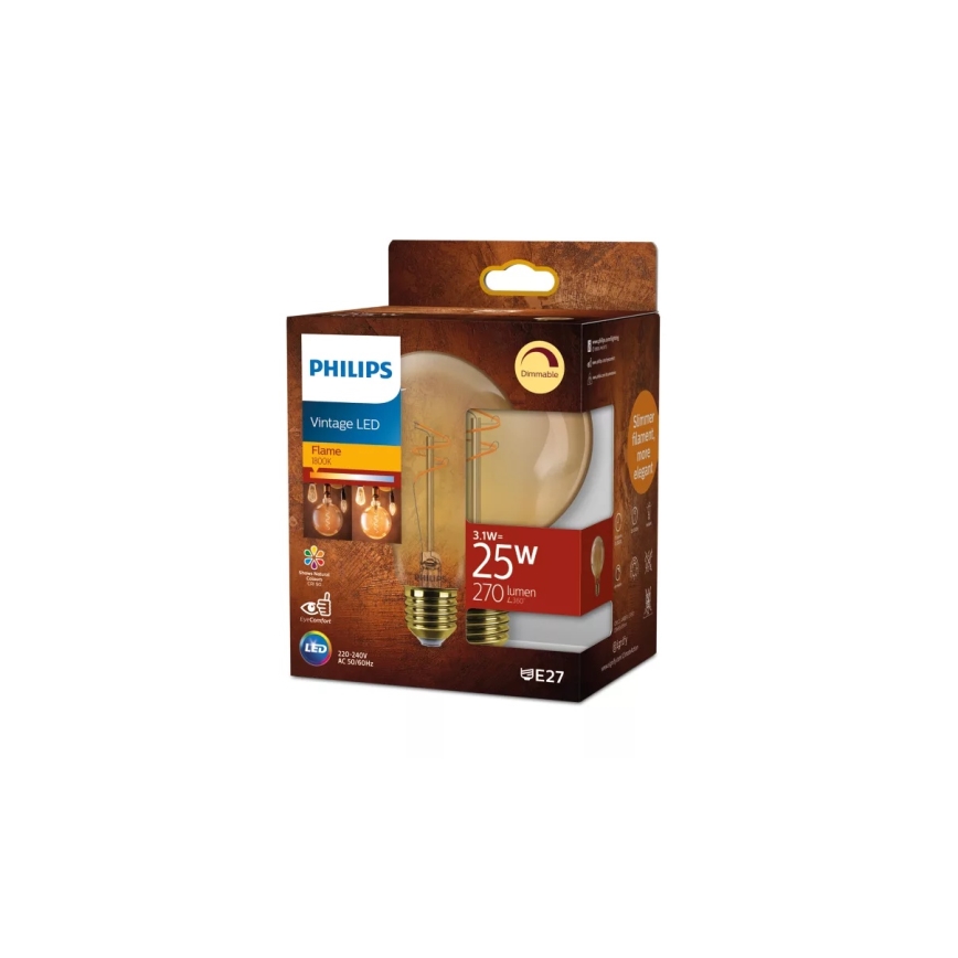 LED žarulja s prigušivanjem VINTAGE Philips G95 E27/3,1W/230V 1800K