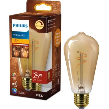 LED žarulja s prigušivanjem VINTAGE Philips ST64 E27/3,1W/230V 1800K