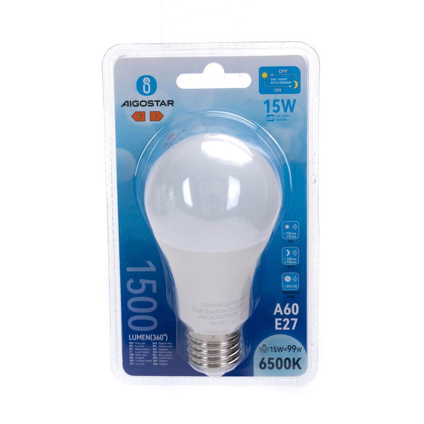 LED žarulja s senzorom sumraka A60 E27/15W/230V 6500K - Aigostar