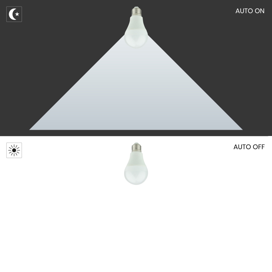 LED Žarulja sa senzorom dan/noć A60 E27/9W/230V 3000K