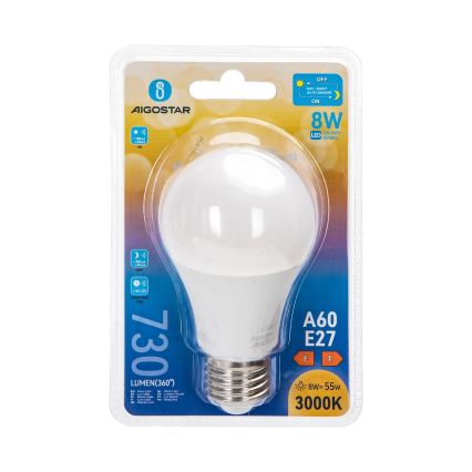 LED žarulja sa senzorom sumraka A60 E27/8W/230V 3000K - Aigostar