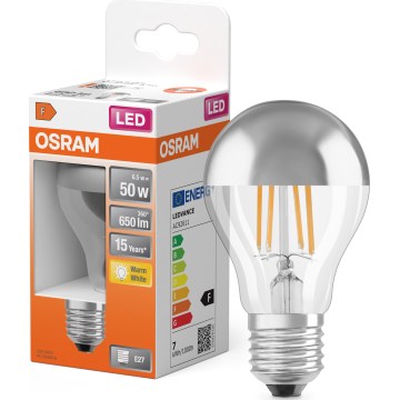 LED žarulja sa zrcalnim vrhom FILAMENT E27/6,5W/230V 2700K srebrna- Osram