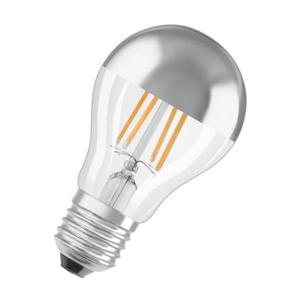 LED žarulja sa zrcalnim vrhom FILAMENT E27/6,5W/230V 2700K srebrna- Osram