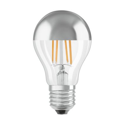 LED žarulja sa zrcalnim vrhom FILAMENT E27/6,5W/230V 2700K srebrna- Osram