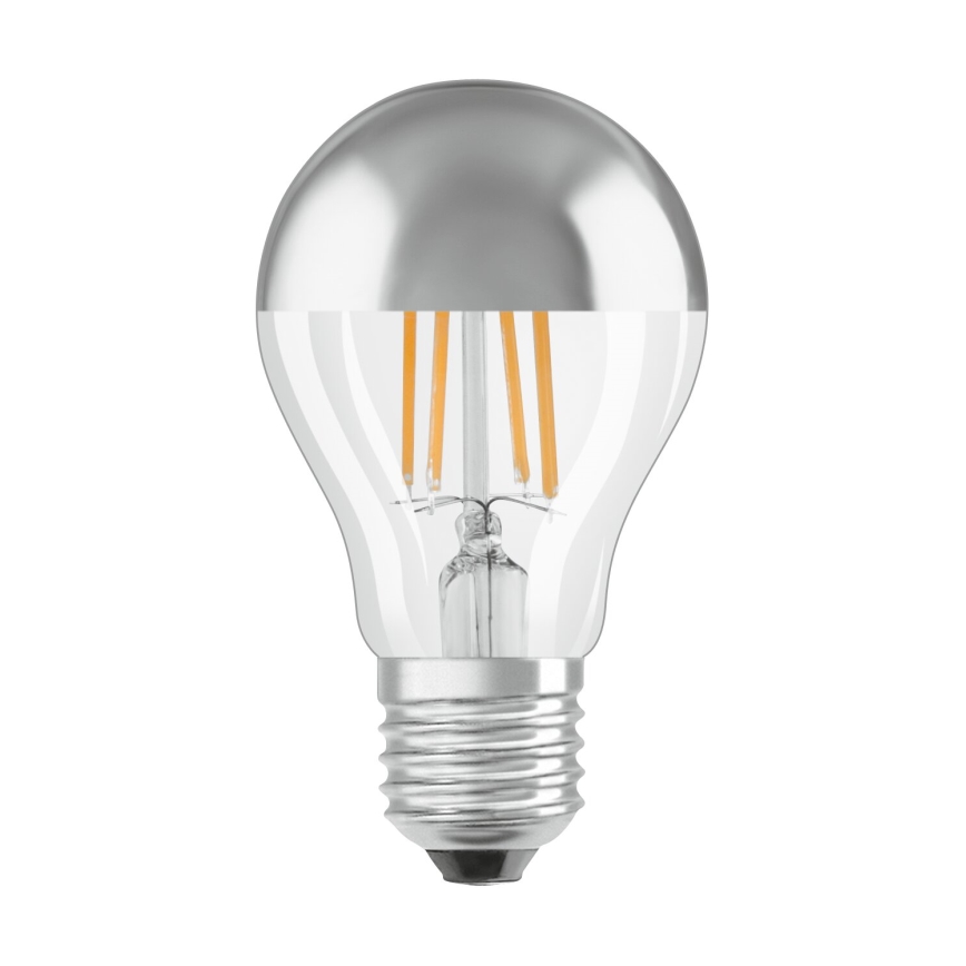 LED žarulja sa zrcalnim vrhom FILAMENT E27/6,5W/230V 2700K srebrna- Osram