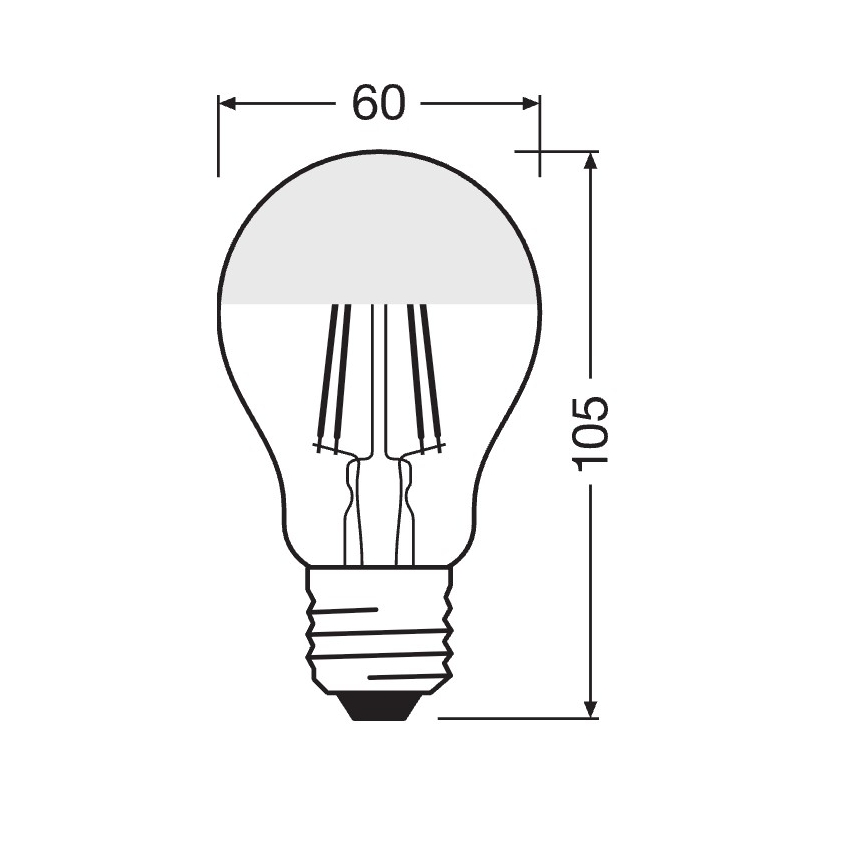 LED žarulja sa zrcalnim vrhom FILAMENT E27/6,5W/230V 2700K srebrna- Osram