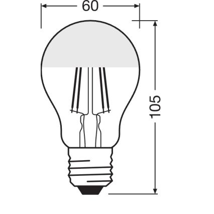 LED Žarulja sa zrcalnim vrhom FILAMENT E27/6,5W/230V 2700K zlatna - Osram