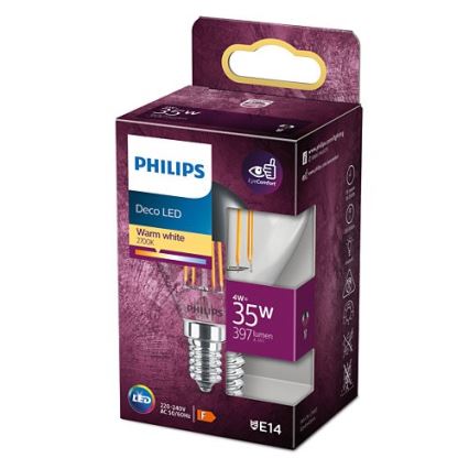 LED Žarulja sa zrcalnom kalotom DECO Philips P45 E14/4W/230V 2700K