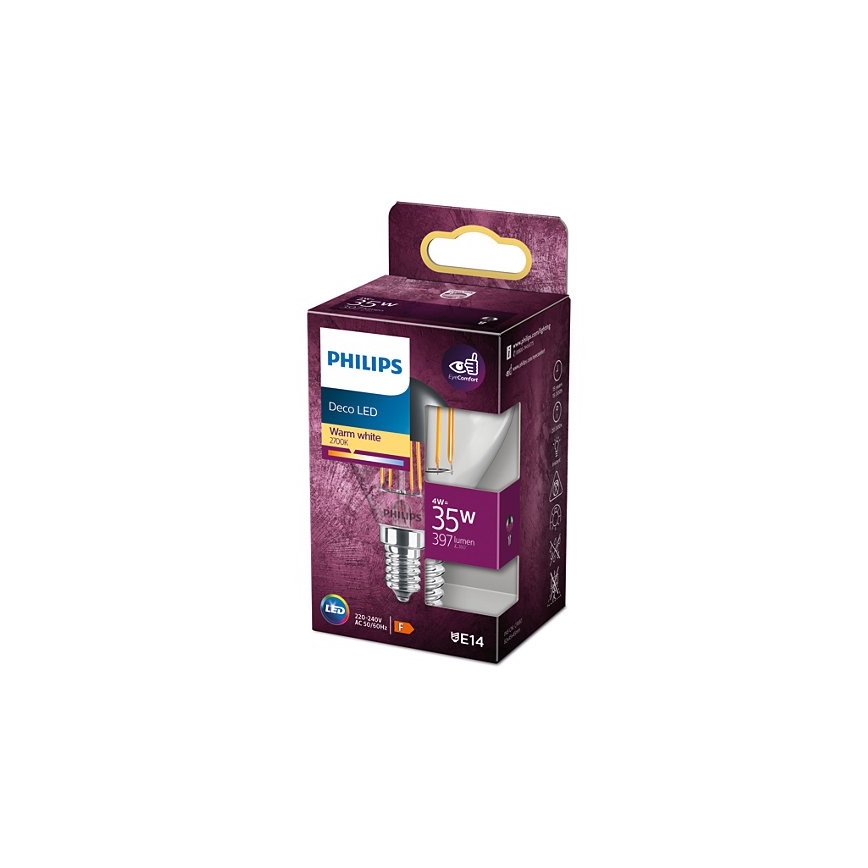LED Žarulja sa zrcalnom kalotom DECO Philips P45 E14/4W/230V 2700K