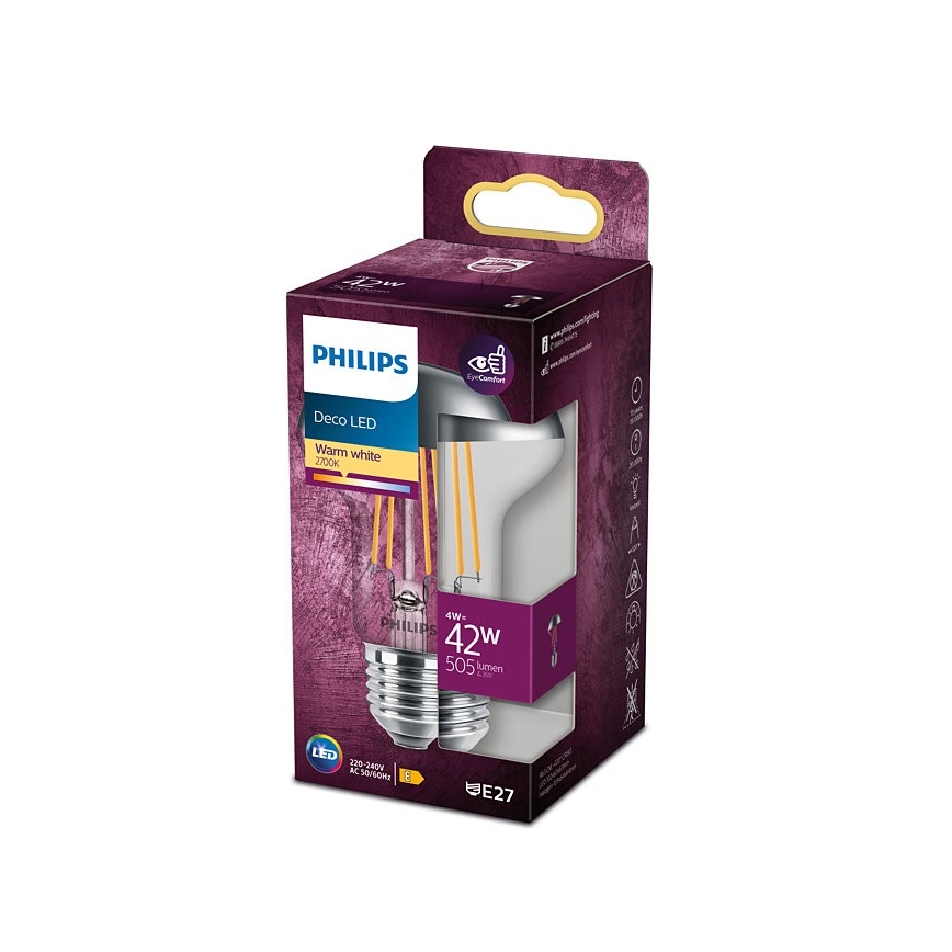 LED Žarulja sa zrcalnom kalotom Philips DECO E27/4W/230V 2700K