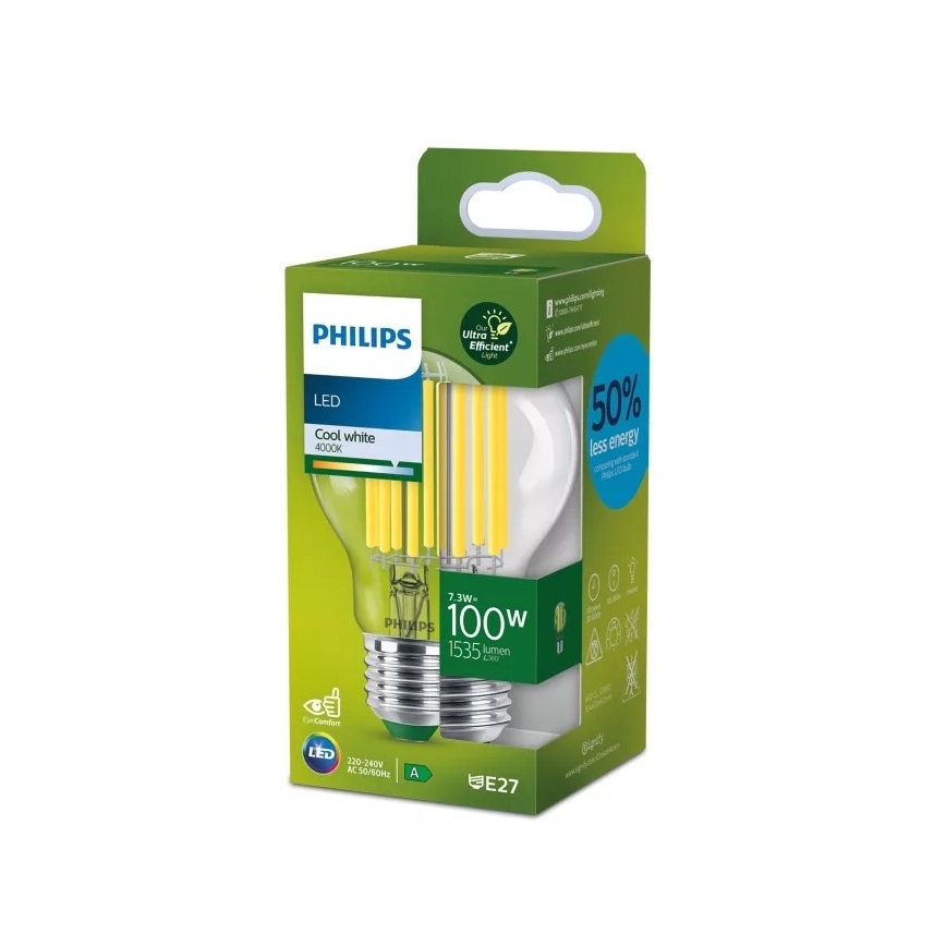 LED žarulja ULTRAEFFICIENT FILAMENT Philips A60 E27/7,3W/230V 4000K
