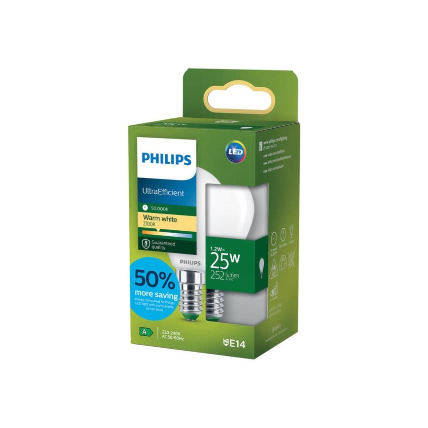 LED žarulja ULTRAEFFICIENT Philips P45 E14/1,2W/230V 2700K
