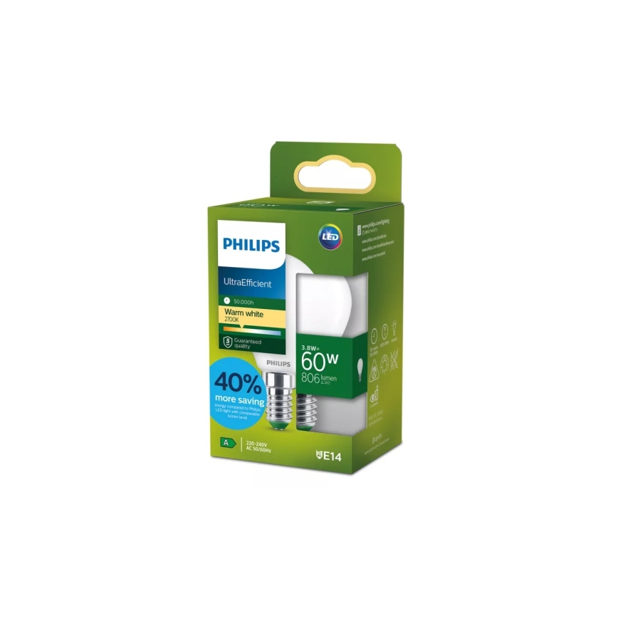 LED Žarulja ULTRAEFFICIENT Philips P45 E14/3,8W/230V 2700K