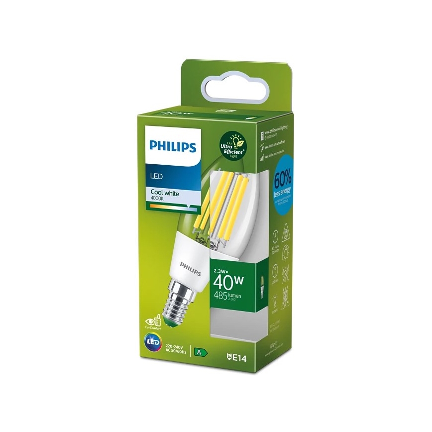 LED žarulja ULTRAEFFICIENT VINTAGE Philips B35 E14/2,3W/230V 4000K