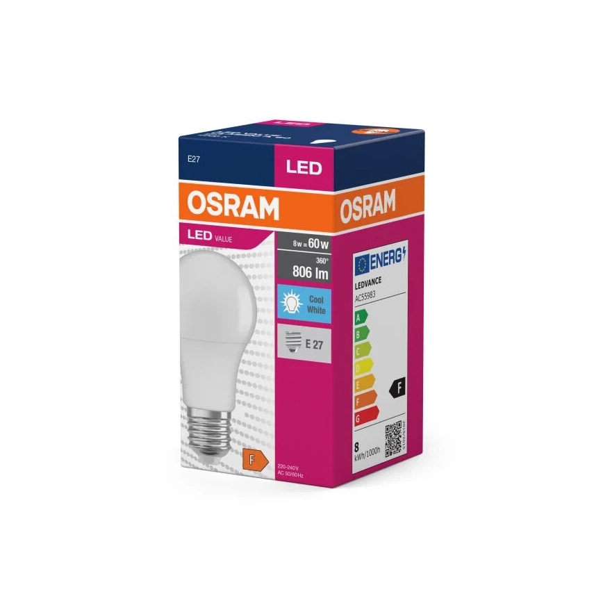 LED Žarulja VALUE A60 E27/8W/230V 4000K - Osram