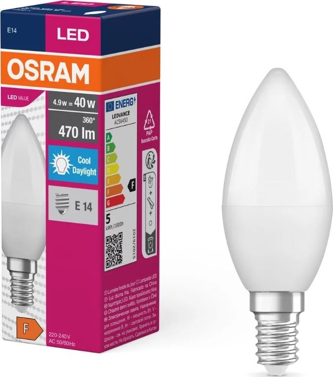 LED Žarulja VALUE B40 E14/4,9W/230V 6500K - Osram