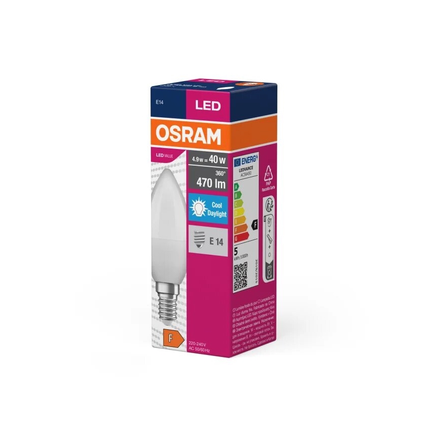 LED Žarulja VALUE B40 E14/4,9W/230V 6500K - Osram