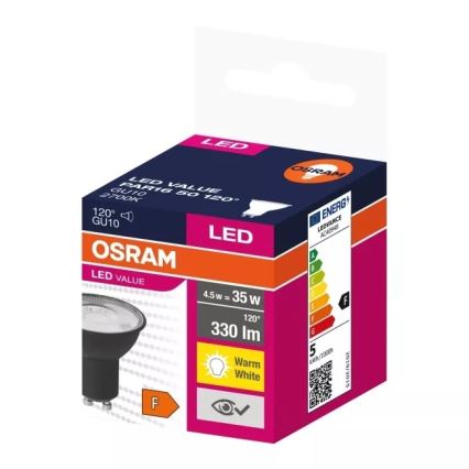 LED Žarulja VALUE PAR16 GU10/4,5W/230V 2700K 120° crna - Osram