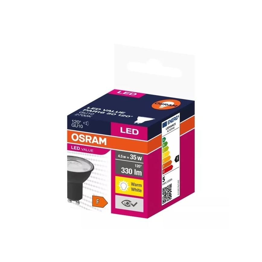 LED Žarulja VALUE PAR16 GU10/4,5W/230V 2700K 120° crna - Osram