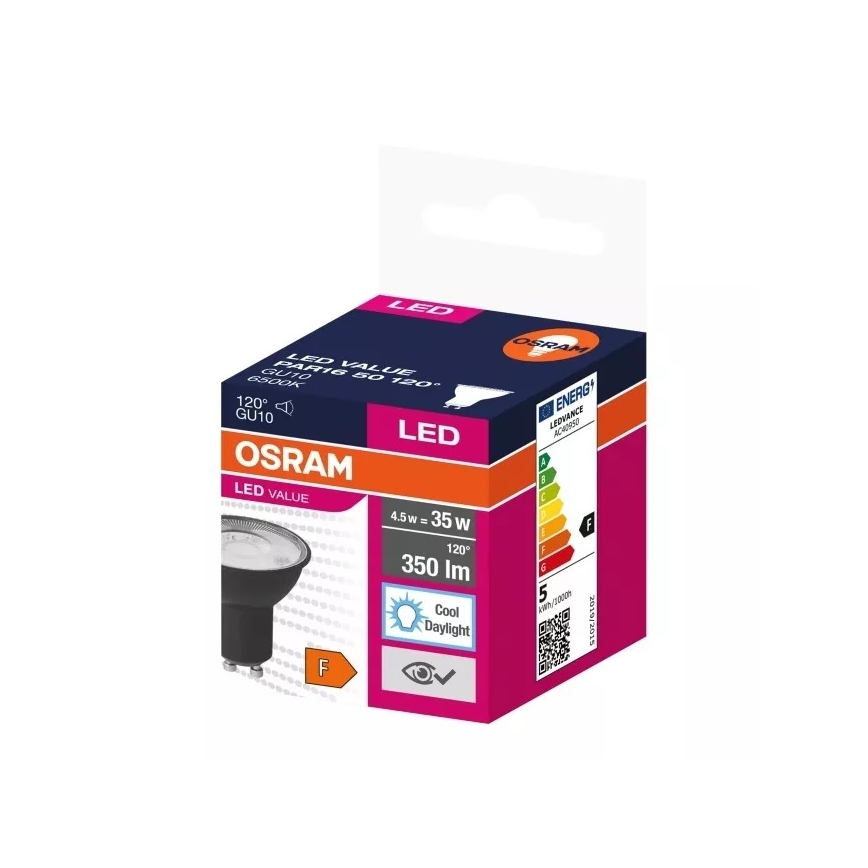 LED Žarulja VALUE PAR16 GU10/4,5W/230V 6500K 120° crna - Ledvance