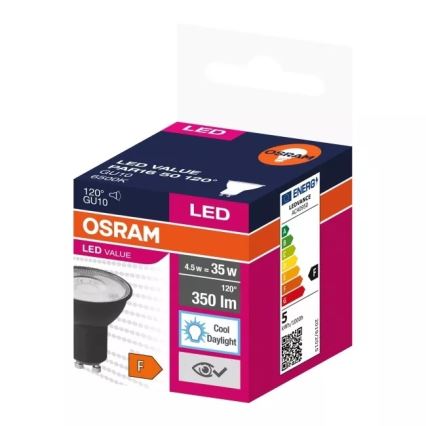 LED Žarulja VALUE PAR16 GU10/4,5W/230V 6500K 120° crna - Osram