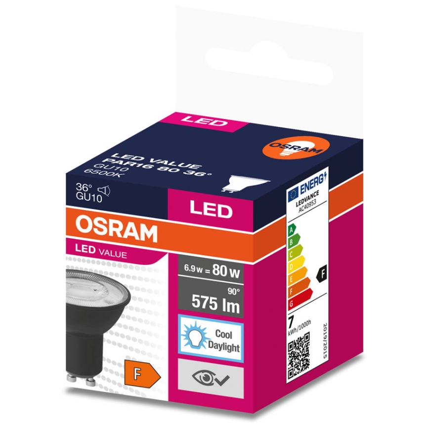 LED Žarulja VALUE PAR16 GU10/6,9W/230V 4000K 36° crna - Ledvance
