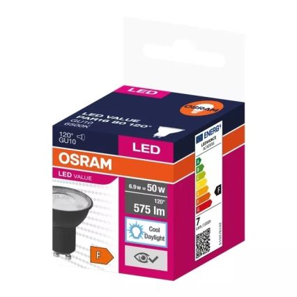 LED Žarulja VALUE PAR16 GU10/6,9W/230V 6500K 120° crna - Ledvance
