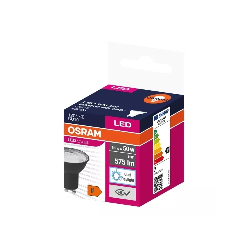 LED Žarulja VALUE PAR16 GU10/6,9W/230V 6500K 120° crna - Ledvance