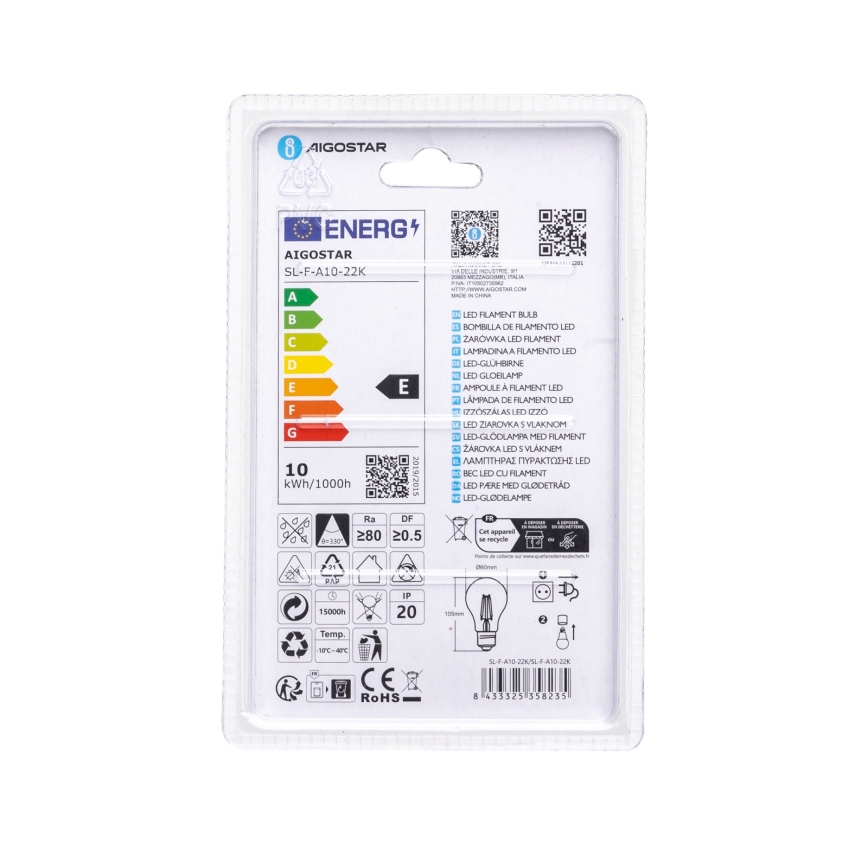 LED žarulja VINTAGE A60 E27/10W/230V 2200K - Aigostar