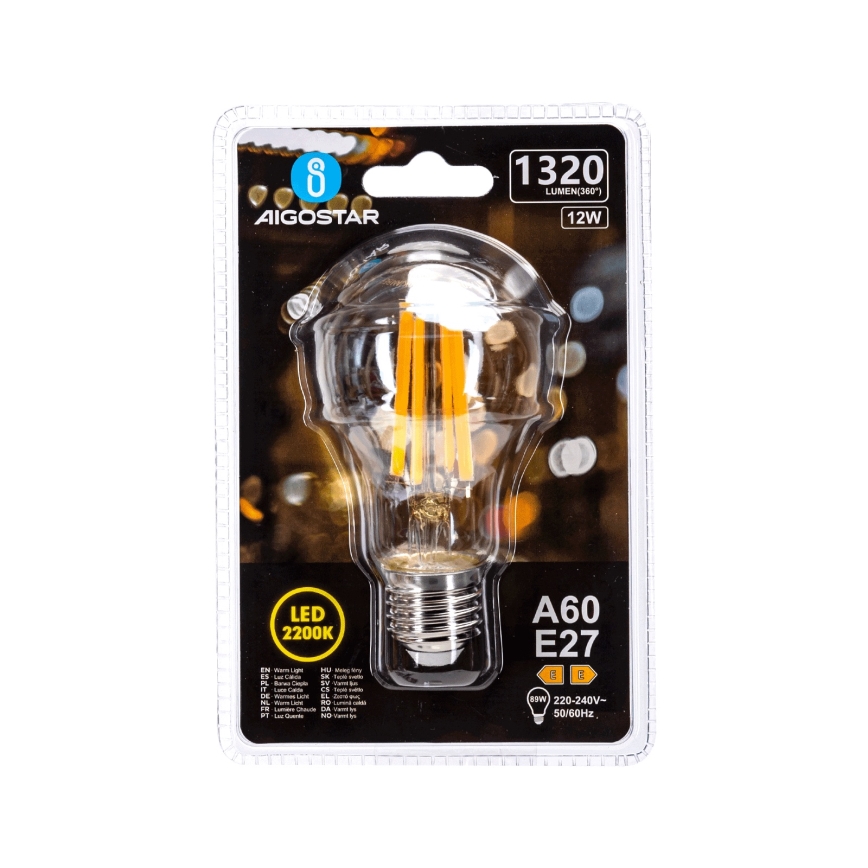 LED žarulja VINTAGE A60 E27/12W/230V 2200K - Aigostar