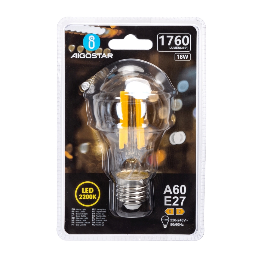 LED žarulja VINTAGE A60 E27/16W/230V 2200K - Aigostar