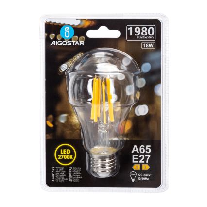 LED Žarulja VINTAGE A65 E27/18W/230V 2700K - Aigostar