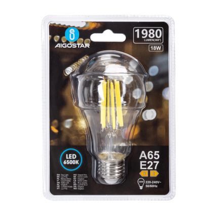 LED Žarulja VINTAGE A65 E27/18W/230V 6500K - Aigostar