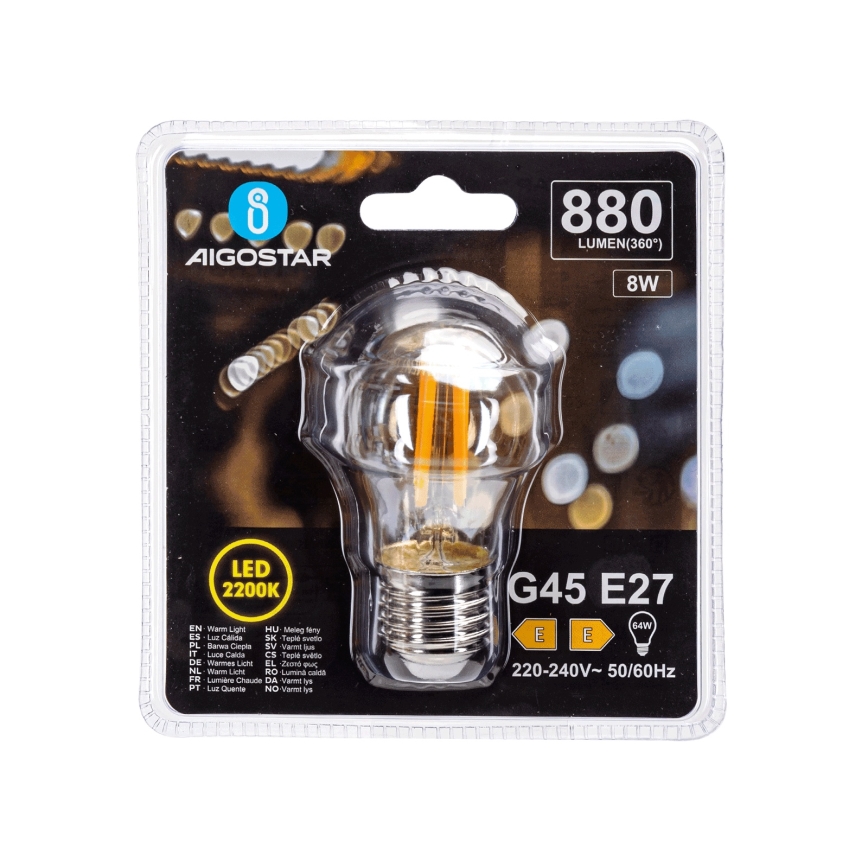LED žarulja Vintage G45 E27/8W/230V 2200K - Aigostar