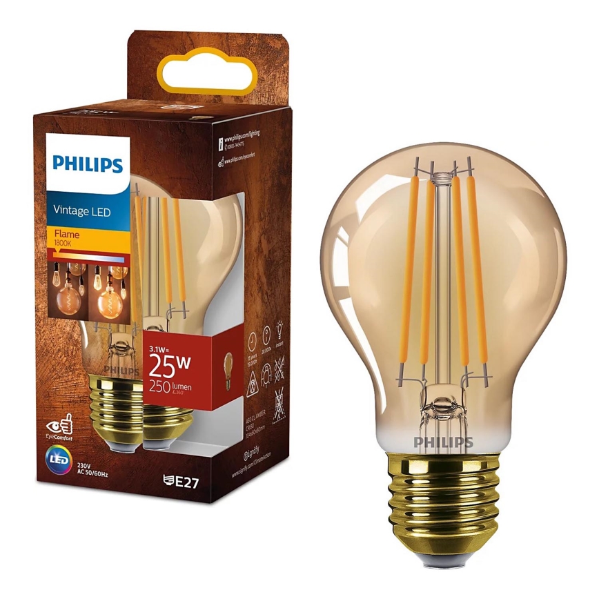 LED Žarulja VINTAGE Philips A60 E27/3,1W/230V 1800K