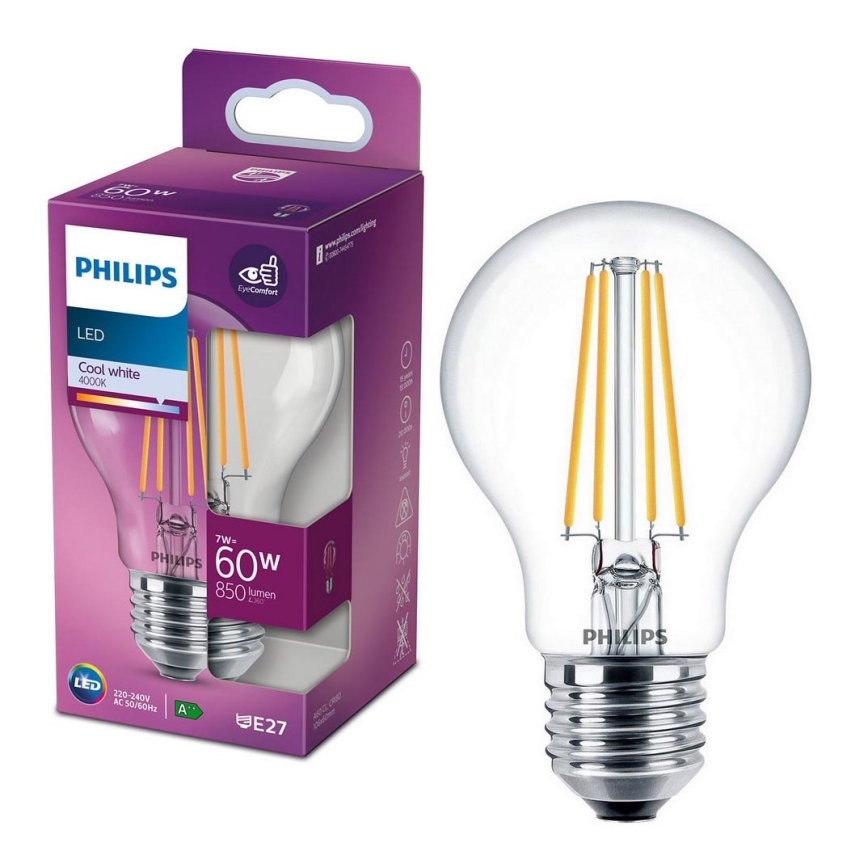 LED Žarulja VINTAGE Philips A60 E27/7W/230V 4000K