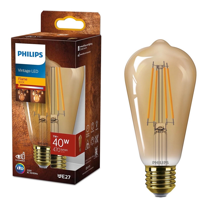 LED Žarulja VINTAGE Philips ST64 E27/7W/230V 1800K