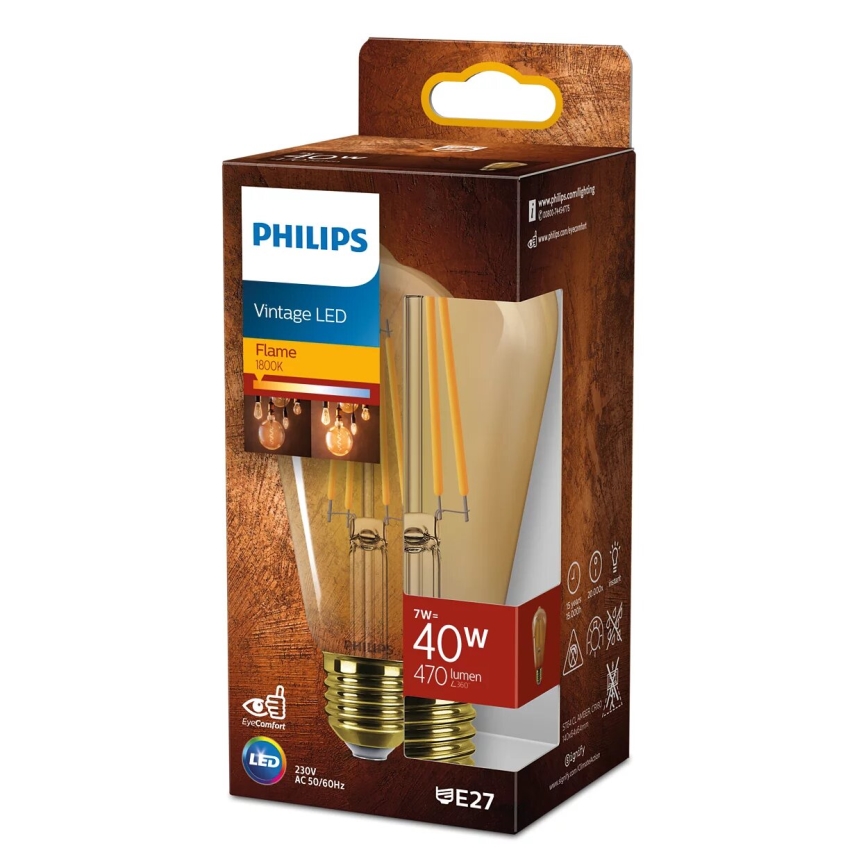LED Žarulja VINTAGE Philips ST64 E27/7W/230V 1800K